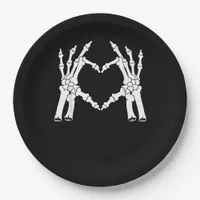 Halloween Skeleton Heart Hand Minimal Look Paper Plates