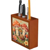 Cottage Core Snail and Musrhooms Desk Organizer