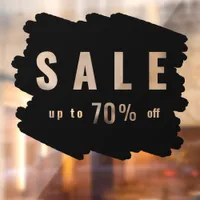 Modern Minimalistic Black Brush Stroke Sale Offer Window Cling