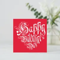 Happy Valentine’s Day heart in white on red Holiday Card