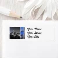 Downtown Seattle Blue Grey Collage Label