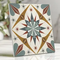 Mid-Century Modern Starburst Geometric  Ceramic Tile