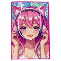 Pretty Pink Anime Girl's Birthday Party Medium Gift Bag