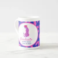 Pink & Blue Leopard Graduation Edition Bone China Mug