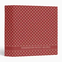 Modern Classic Red Polka Dots Recipe 3 Ring Binder