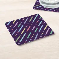 Pastel stripes and dots pattern square paper coaster