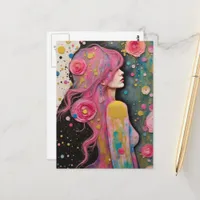 Unique In the Secrect Garden Mixed Inks Postcard