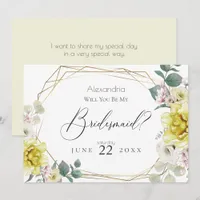 Yellow  Peony Flowers Will You Be My Bridesmaid Invitation