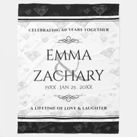Elegant 60th 75th Diamond Wedding Anniversary Fleece Blanket