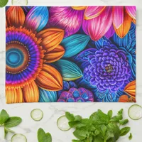 Floral pattern in boho style kitchen towel