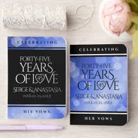 Elegant 45th Sapphire Wedding Anniversary Foil Vow Books