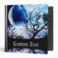 Blue Full Moon Tree Silhouette Photo Album Binder