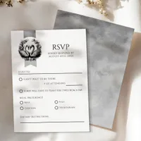 Elegant Swan Wedding RSVP Card | Black & White