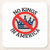 No Kings In America Retro Classic Square Paper Coaster