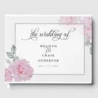Romantic Pink Peonies Rice Paper BarefootBride™ Guest Book