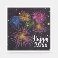 Happy New Year Fireworks and Stars Party Napkins