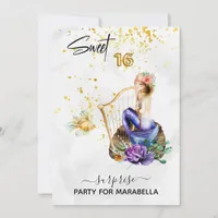 *~* 16 SWEET SIXTEEN Blue Mermaid Floral Birthday Invitation