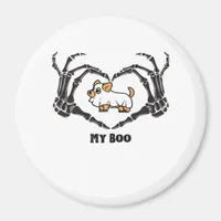 My Boo Chihuahua Costume With Skeleton Heart Hands Magnet