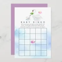Swan Watercolor Baby Shower Bingo Invitation