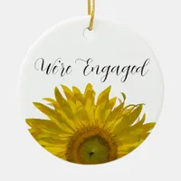 Yellow Sunflower Engagement Ceramic Ornament