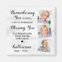 Memorial Modern Remembrance Custom 3 Photo Favor Magnet