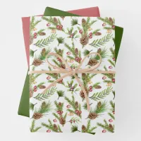 Pretty Pine Cones and Cuttings Botanical Wrapping Paper Sheets