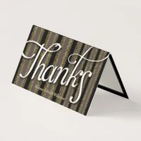 Glam Taupe Black + Gold Striped Thank You Card