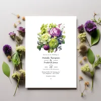 Lime and Violet Floral Wedding Invitation