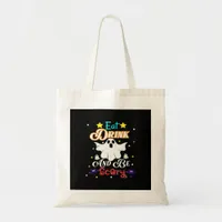 Eat Drink And Be Scary Happy Halloween Day Tote Bag
