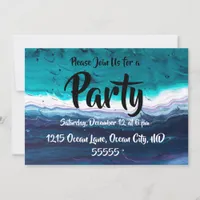 Ocean Blues Abstact Invitation