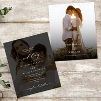 Modern Calligraphy Photo Budget Wedding Invitation