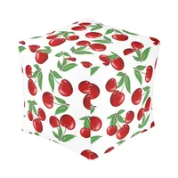 Red Cherry Cherries Design Customizeable Pouf