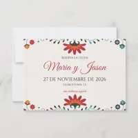 Folk Art Floral Botanical Fiesta Spanish Wedding Save The Date