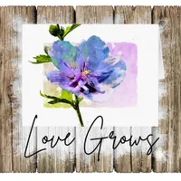 Floral Watercolor Blue Chiffon Rose Valentine's Holiday Card