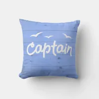 Captain Nautical Blue Wood Effect Throw Pillow