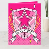 Gamer You're My Hero Tank Main Shield Valentine's Card