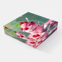 Raspberry Ice Cream in a Pink Coffee Cup Paperweight