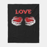 Skeleton Hands Heart Funny Design Fleece Blanket