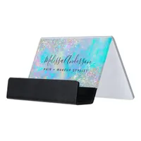 Holographic Opal Stone Glitter  Desk Business Card Holder