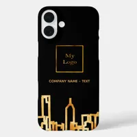 Logo black gold city skyline business real estate iPhone 16 plus case