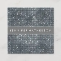 Silver Sparkle Beauty Stylist Square Business Card