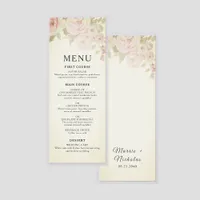 Blush Pink Rose Vintage Floral Watercolor Laminate Menu