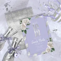 Silver Foil Stripes Floral Lavender ID759 Invitation