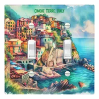 Coastal Charm Italy Cinque Terre Watercolor | Light Switch Cover