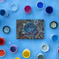 Swirly Blue Neon Rose Postcard