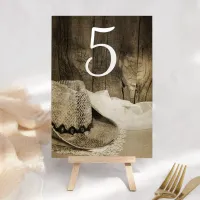 Cowboy Hat and Barn Wood Wedding Table Numbers