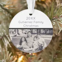 Elegant Black & White Family Photo Christmas Ornament