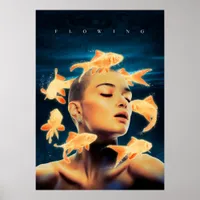 Flowing Woman and Goldfish Poster