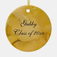 Fancy Yellow Rose Graduation Photo Ceramic Ornament