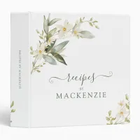 Elegant Wildflower Greenery Botanical Recipe 3 Ring Binder